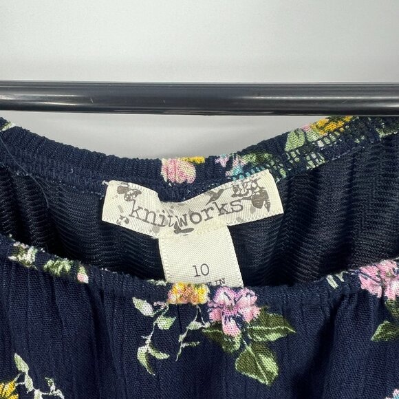 NWT Knitworks Navy Blue Floral Belted Midi Dress Girls 10 - Picture 4 of 8